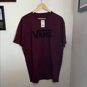Vans Men's Cotton Classic Fit Maroon Logo Tshirt NWT